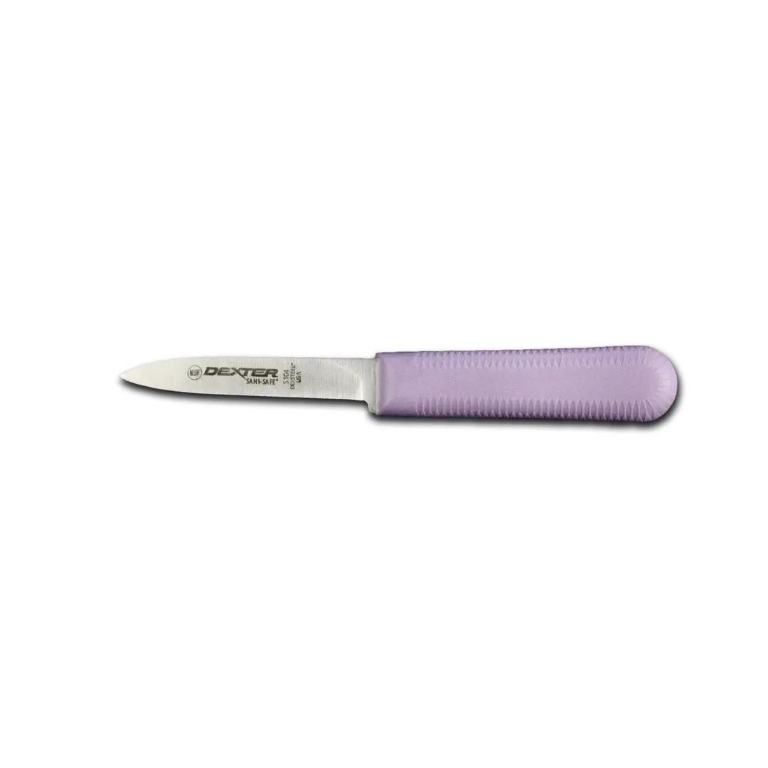 Dexter 15303P Spear‑Point Paring Knife, 3‑1/4″ High‑Carbon Blade, Purple Polypropylene Handle