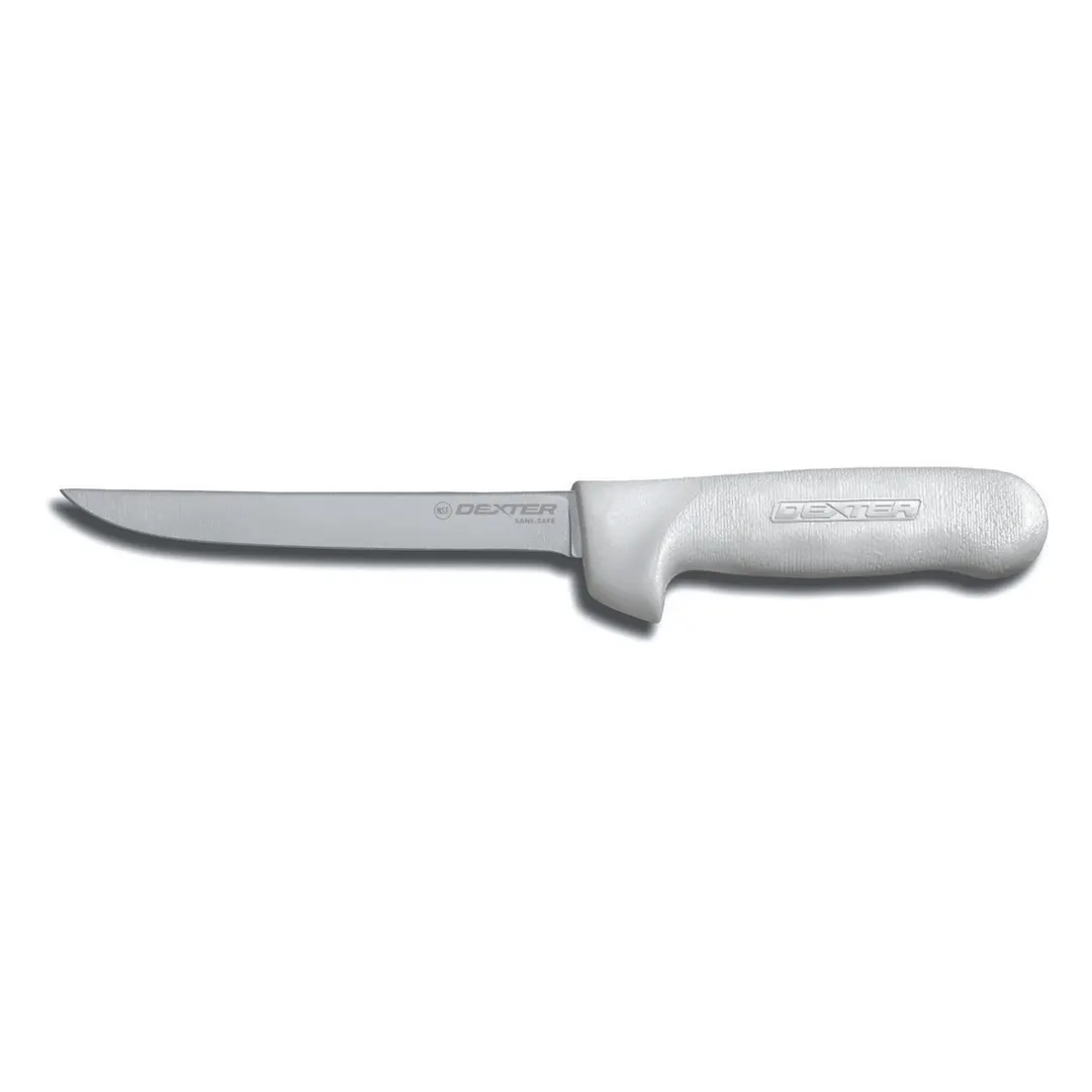 Dexter 1563 Boning Knife, 6" Narrow Stainless Steel Blade, White Polypropylene Handle, USA Made