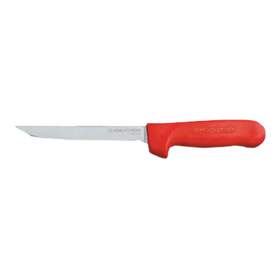 Dexter 1563R Boning Knife, 6" Narrow Stainless Steel Blade Red Polypropylene Handle, NSF