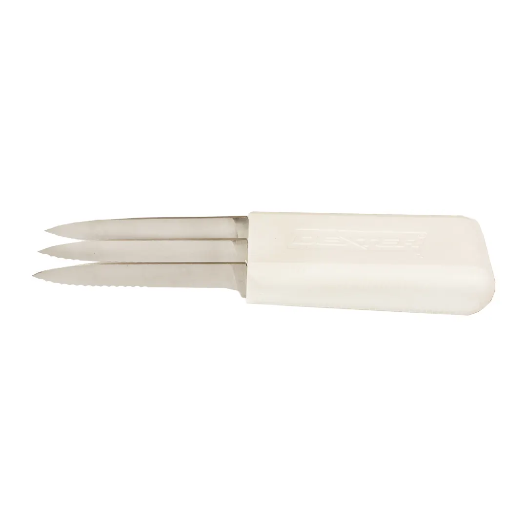 Dexter 15753 Bread Scoring Knife – 3 × 3‑¼″ DEXSTEEL Blades, White Polypropylene Handle