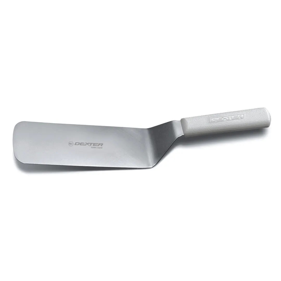 Dexter 16363 Sani‑Safe Cake Turner, 8" x 3" Stainless Steel Blade, White Plastic Handle, NSF, USA