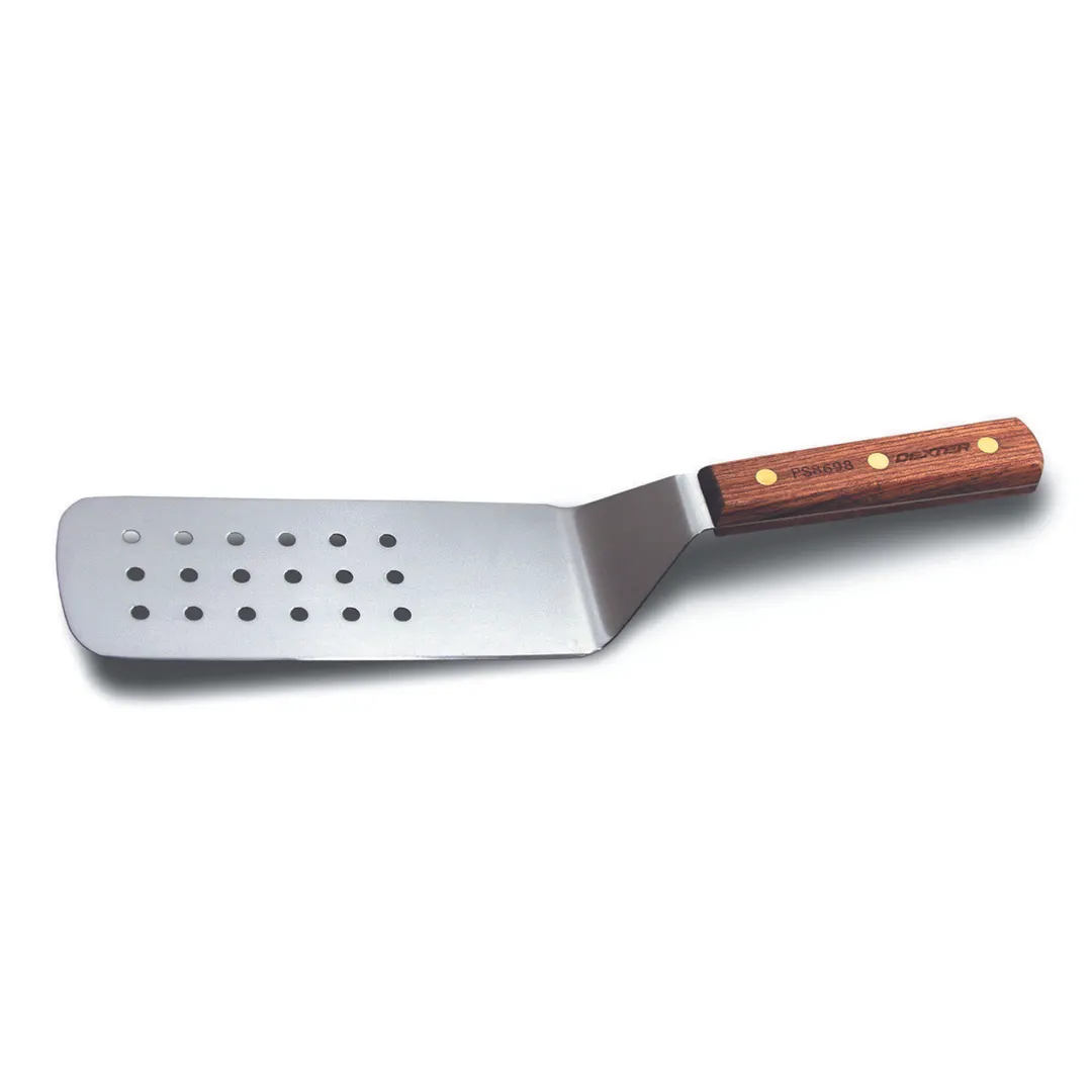 Dexter 19700 Perforated Turner, 8" x 3" Stainless Steel Offset Blade with Rosewood Handle – Made in USA