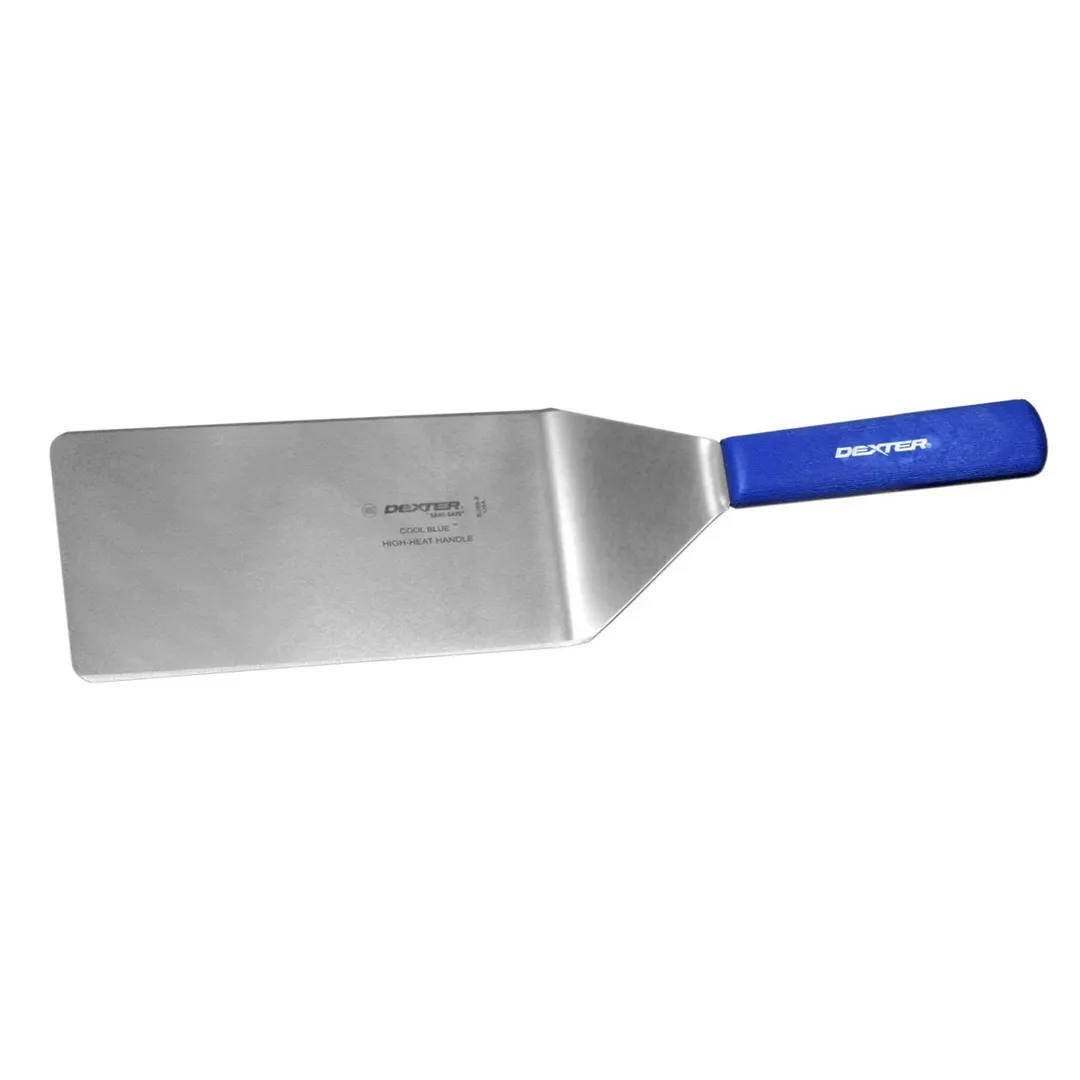 Dexter 19733H Cool Blue 8" X 4" Stainless Steel Turner With Blue Handle, Heat‑Resistant, NSF, USA