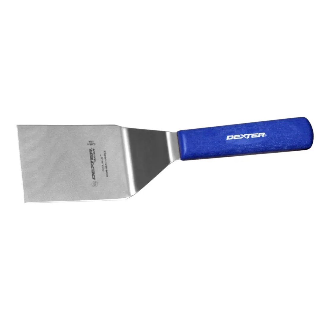 Dexter 19853H Sani‑Safe Blue Hamburger Turner, 4" x 3" Steel Blade, Blue Handle, NSF