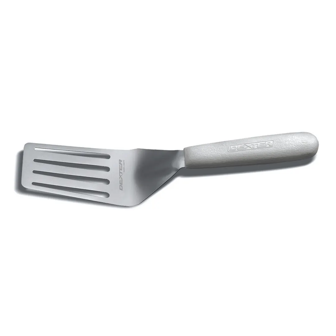 Dexter 19873 Sani-Safe Slotted Turner, 4" x 2-1/2" Stainless Steel Blade, White PP Handle