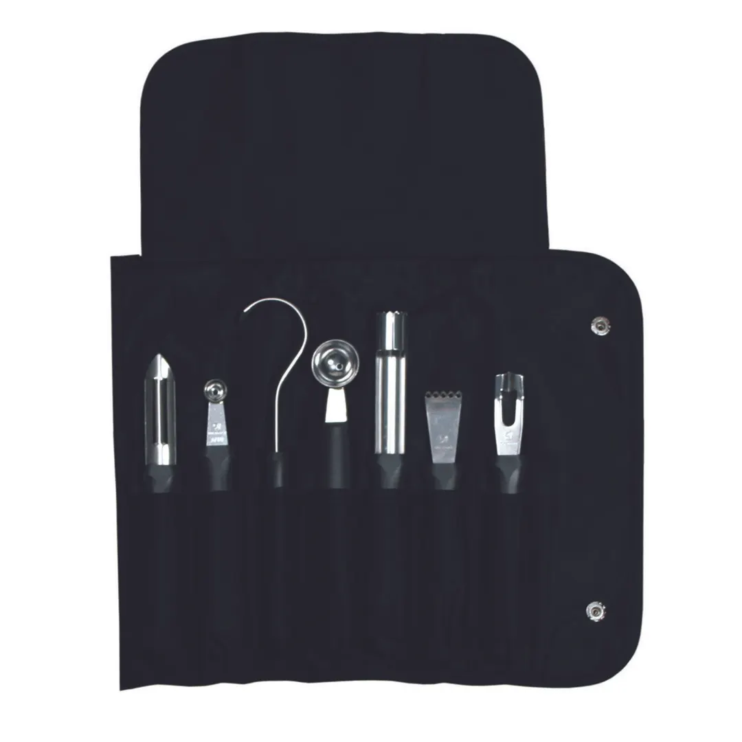 Dexter 20207 Garnish Set - 7-Piece Stainless Steel Kitchen Tools with Vinyl Roll-Up Bag - Set