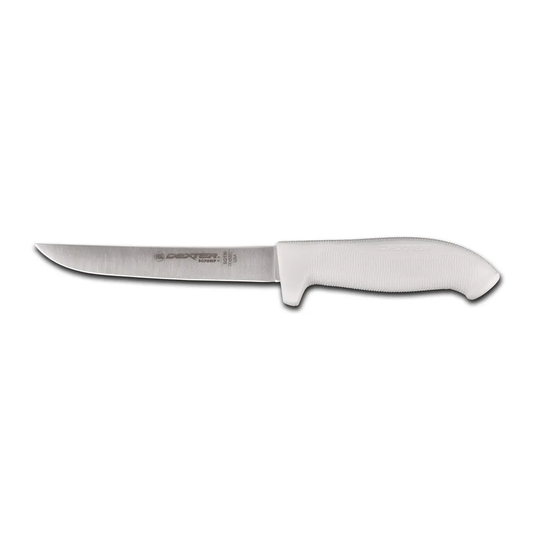 Dexter 24013 SofGrip Boning Knife, 6" Wide White Handle, DEXSTEEL Steel, NSF, Made in USA