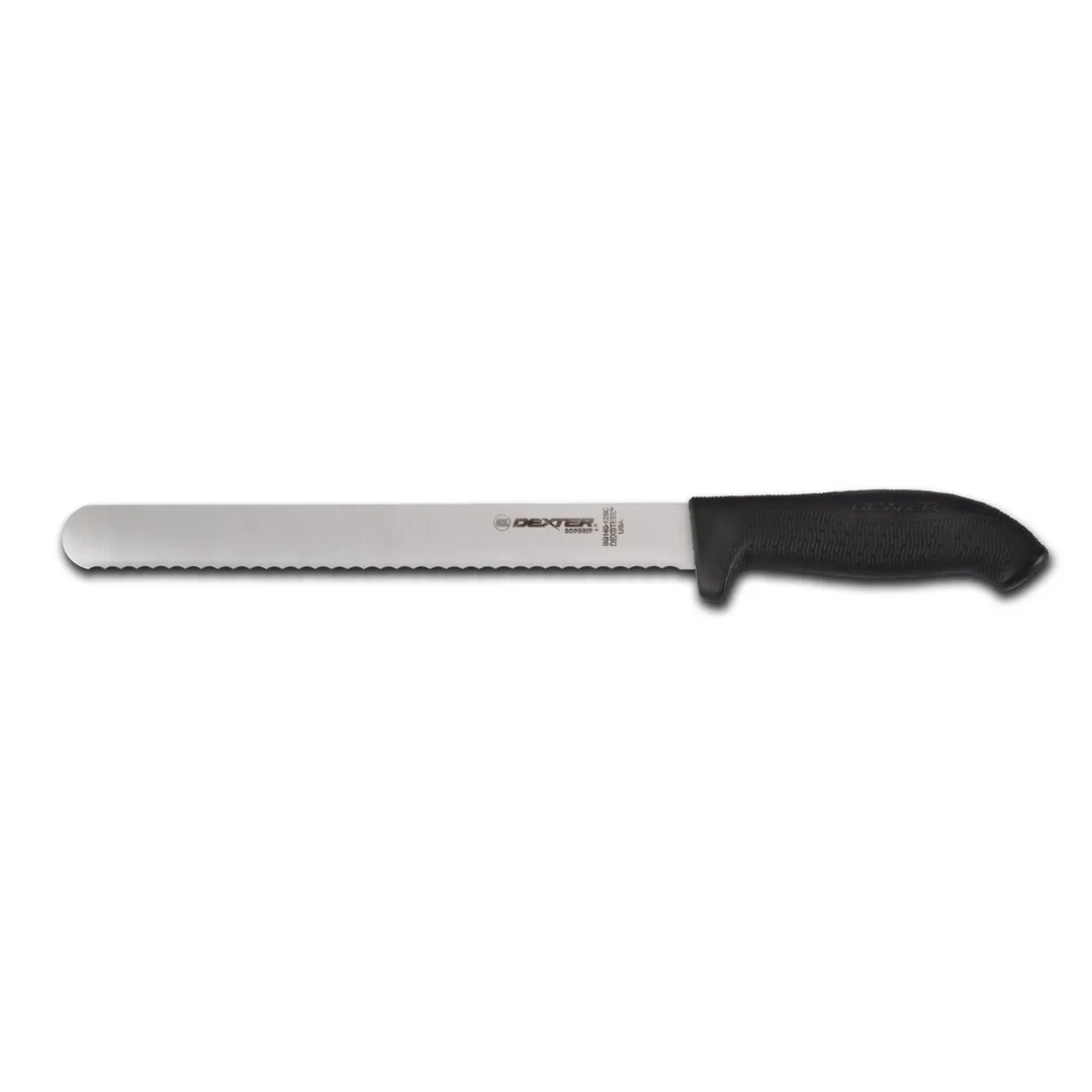 Dexter 24243B - 12" Roast Slicer Knife, Carbon Steel, Black Rubber Handle NSF, Made in USA
