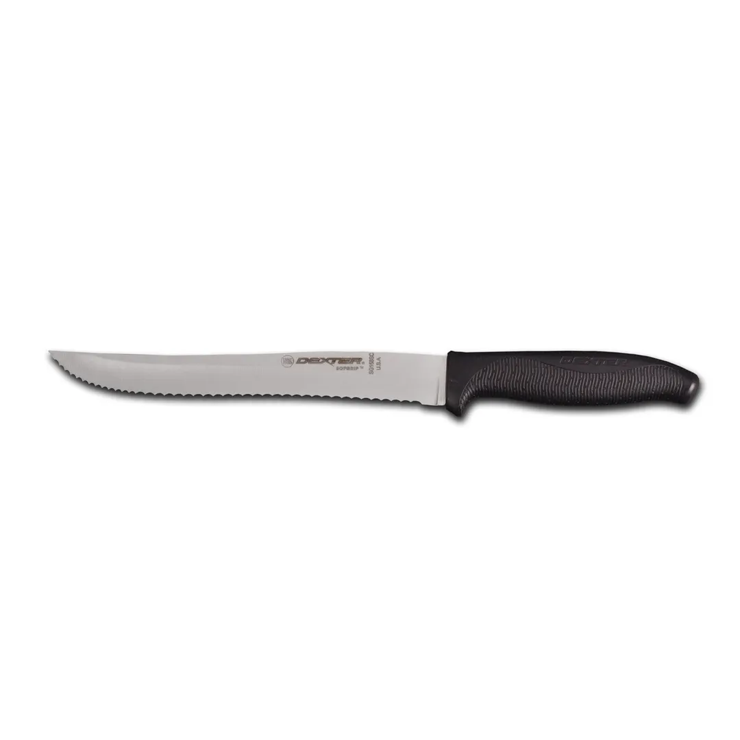 Dexter 24253B 8" High‑Carbon Steel Slicer Knife, Black Rubber Grip, NSF, Made in USA