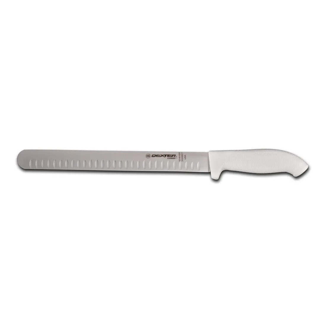 Dexter 24273 SofGrip Duo‑Edge Slicer Knife, 12" White Rubber Handle, Steel, Made In USA – Pack