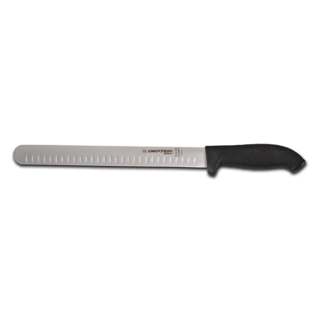 Dexter 24273B - 12" Duo‑Edge Slicer Knife, Carbon Steel, Black Soft Rubber Grip Handle, Made In USA
