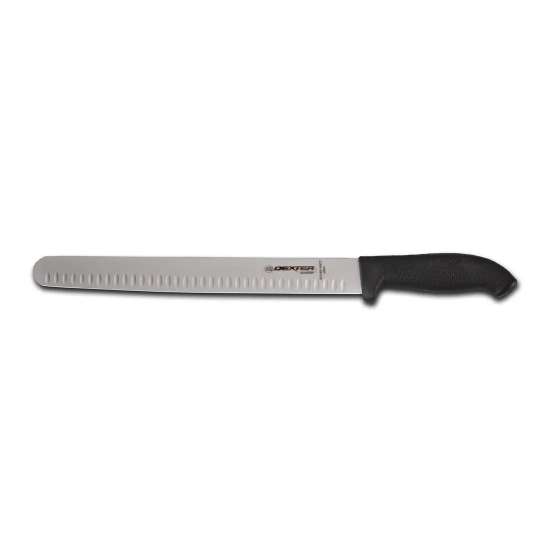 Dexter 24283B - 14" Duo-Edge Slicer Knife, Black Rubber Handle, SofGrip Grip, NSF, Made in USA