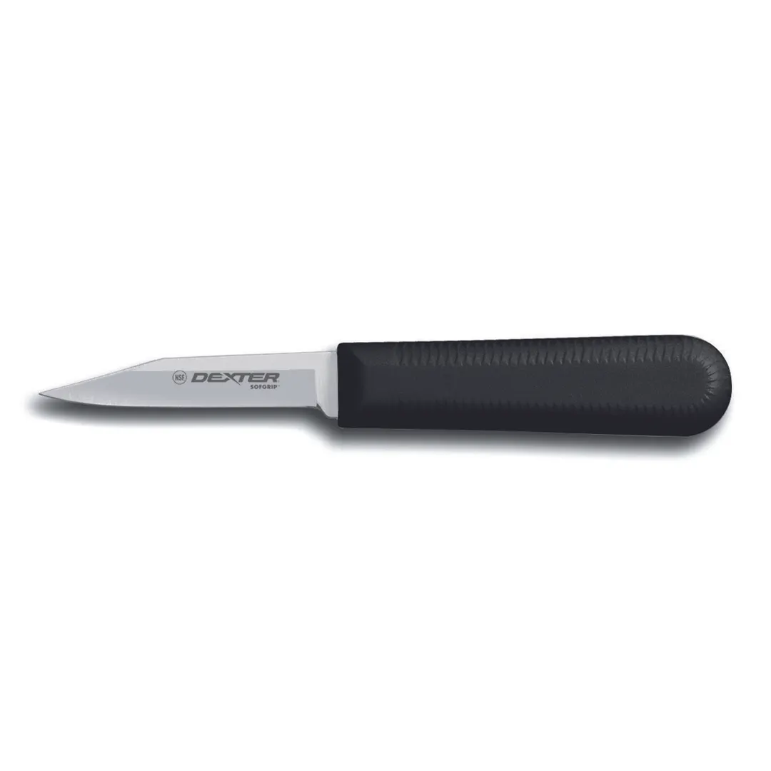 Dexter 24323B Paring Knife, 3‑1/4" Clip Point, Stainless Steel, Black Rubber Non‑Slip Handle