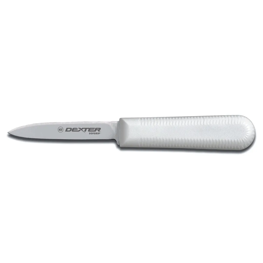 Dexter 24333 Paring Knife, 3" Stamped Spear‑Point Blade, Stainless Steel, White Rubber Handle