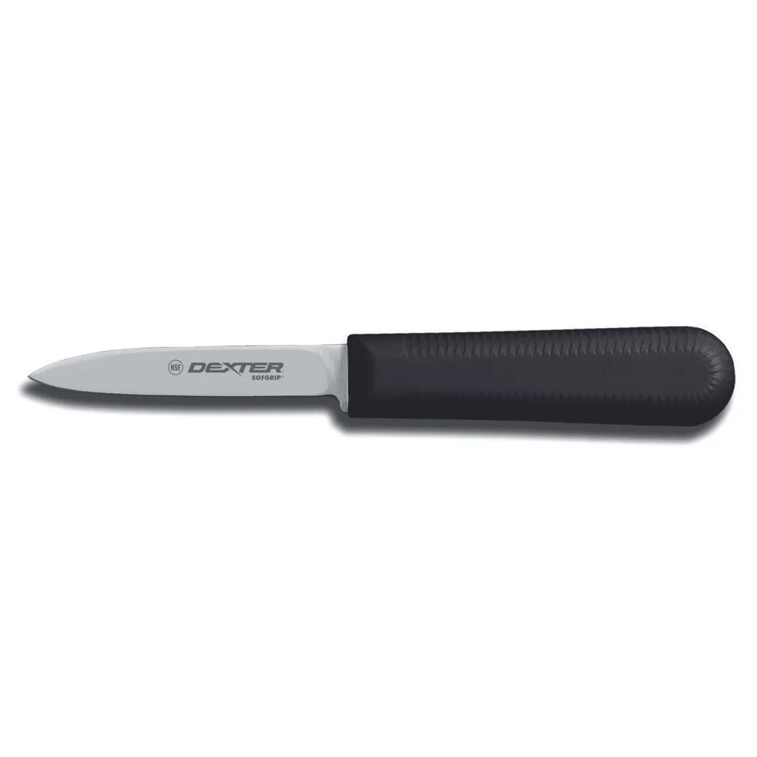 Dexter 24333B Paring Knife, 3.25" Spear‑Point Blade, Stainless Steel, Black Rubber Handle, NSF