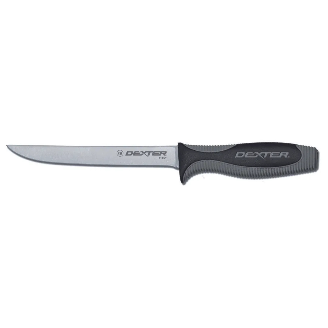 Dexter 29013 Boning Knife, 6" Narrow Blade, Black Plastic Handle, DEXSTEEL Steel, Made in USA