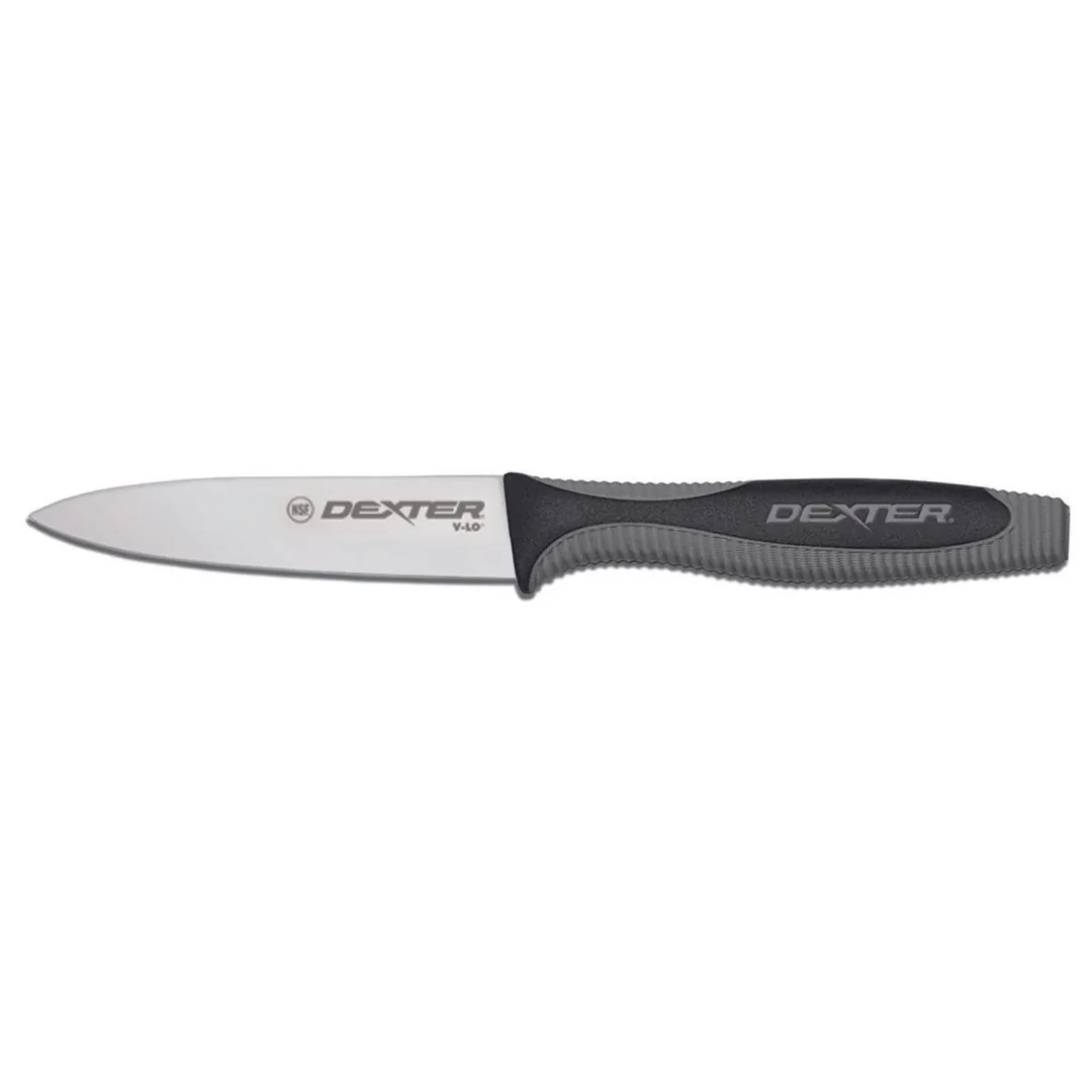 Dexter 29473 V-Lo Paring Knife 3½" Spear-Point Steel, Black/Gray Handle, DEXSTEEL, NSF
