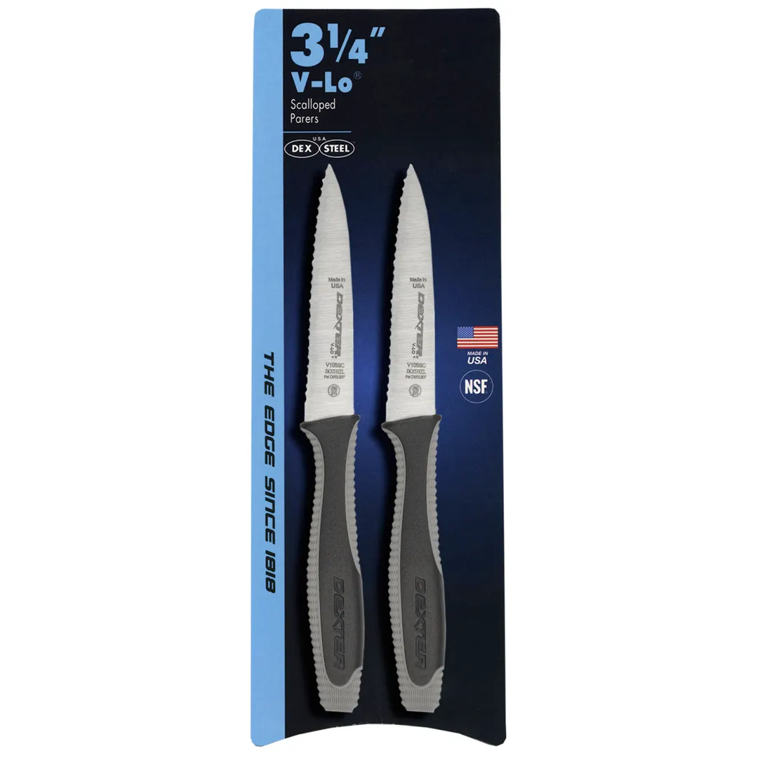 Dexter 29493 V‑Lo 3½" Paring Knife, Black/Gray Plastic HC Steel Blade, DEXSTEEL, NSF, USA - 1/Pack