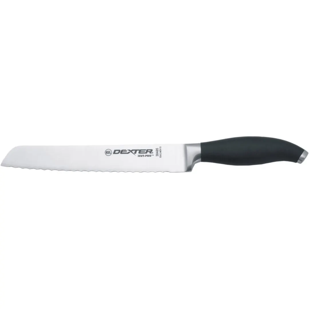 Dexter 30405 ICut-PRO Bread Slicer, 8" Forged Stainless Blade, Black Santoprene Handle, NSF