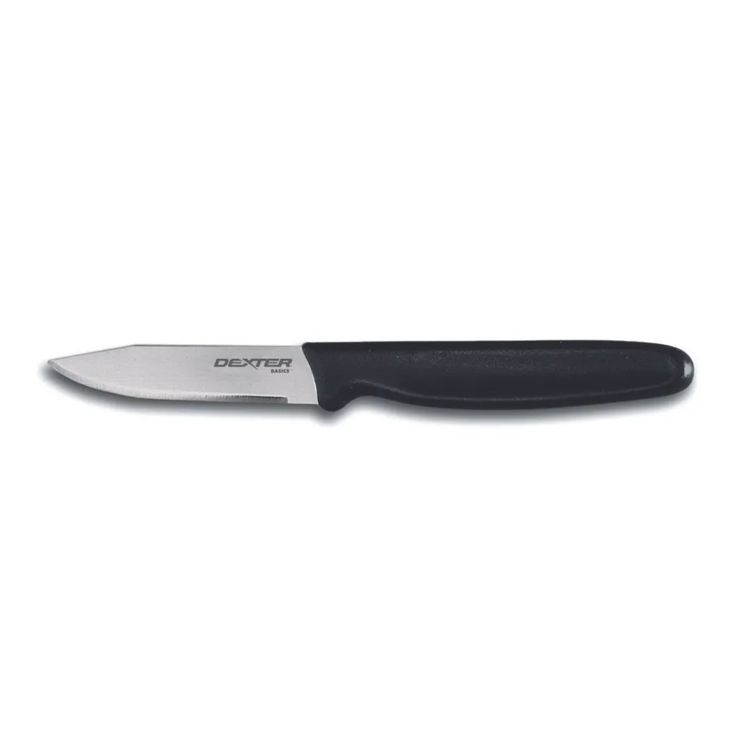 Dexter 31366 Paring Knife - 2" Clip Point, Stamped, Carbon Steel Blade, Black Polypropylene Handle