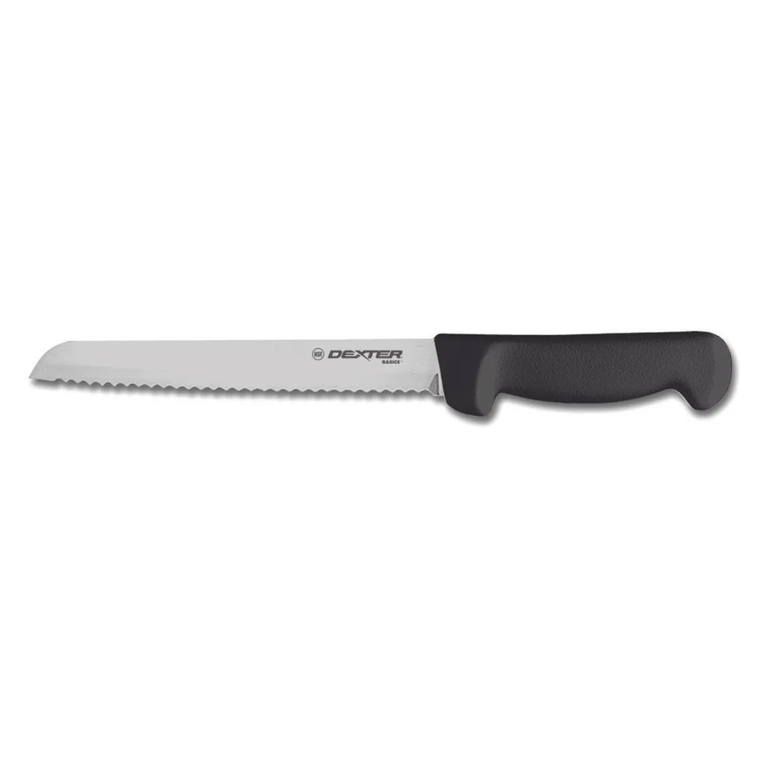 Dexter 31603B Bread Knife, 8" Carbon Steel Blade, Black PP Handle, NSF – Stamped
