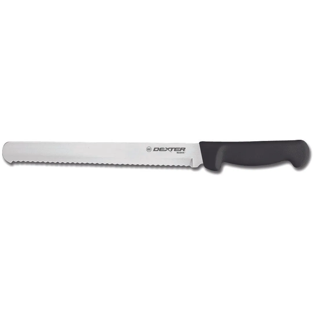 Dexter 31605B Sandwich Knife, 12" Scalloped Edge, Carbon Steel Blade, Black Poly Handle, Stain‑Free