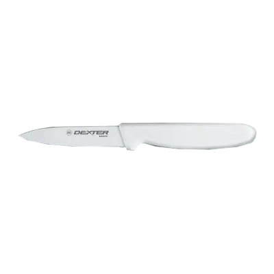 Dexter 31611 Paring Knife - 3" Spear-Point Steel Blade, Stamped White Poly Handle, NSF