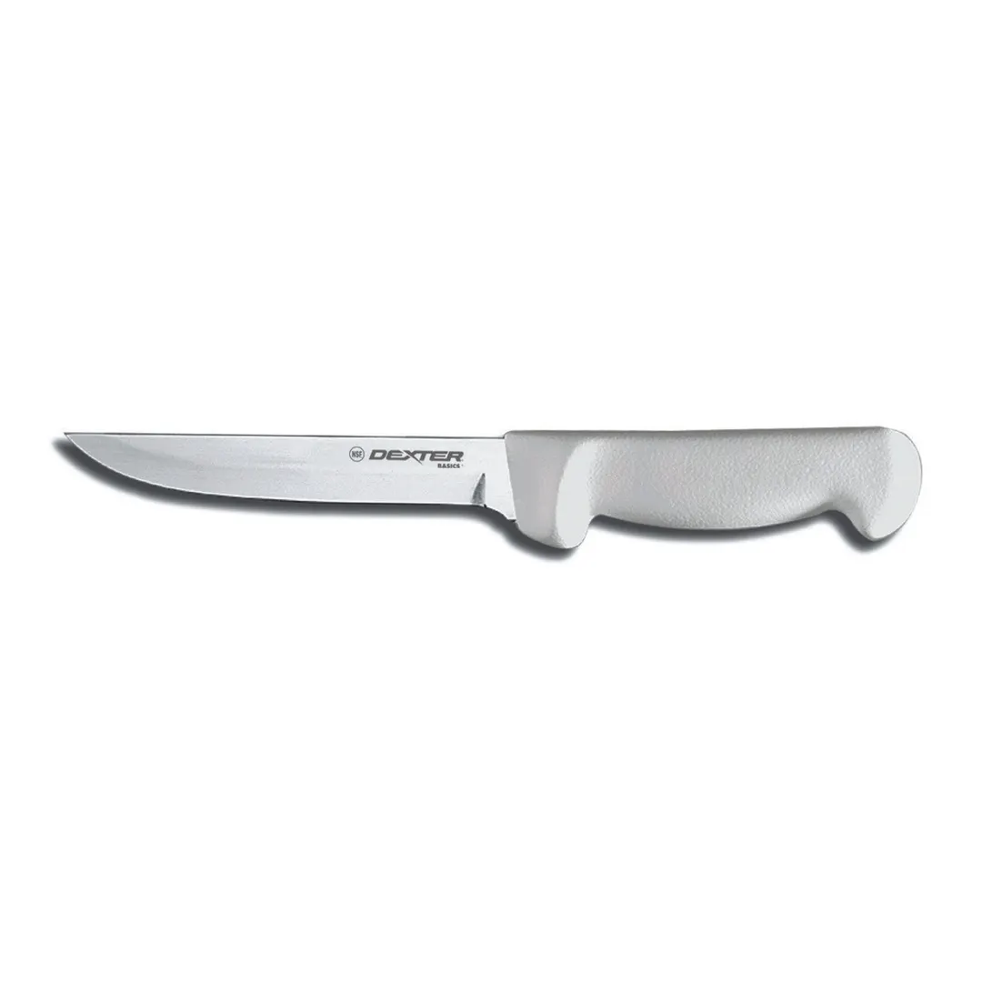 Dexter 31615 Boning Knife, 6" Blade, Stamped, High-Carbon Steel, White Plastic Handle, NSF