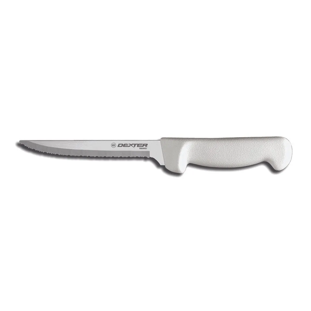 Dexter 31627 Utility Knife - 6" Stainless Steel Blade, White Polypropylene Handle, NSF