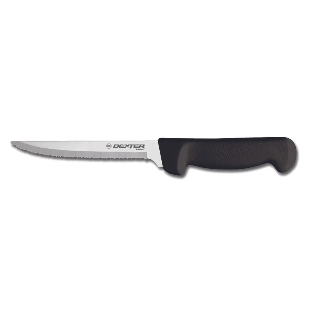 Dexter 31628B Utility Knife 8" Scalloped Edge Carbon Blade Black PP Handle NSF StainFree