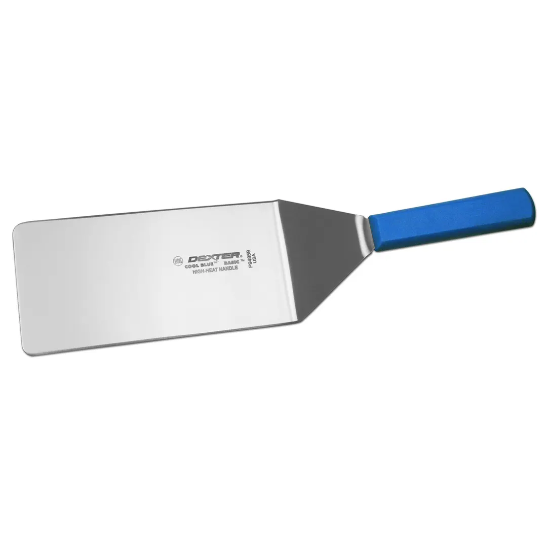 Dexter 31654H Stainless Steel Turner, 8" x 4" Blade, Blue Heat‑Resistant Handle, NSF