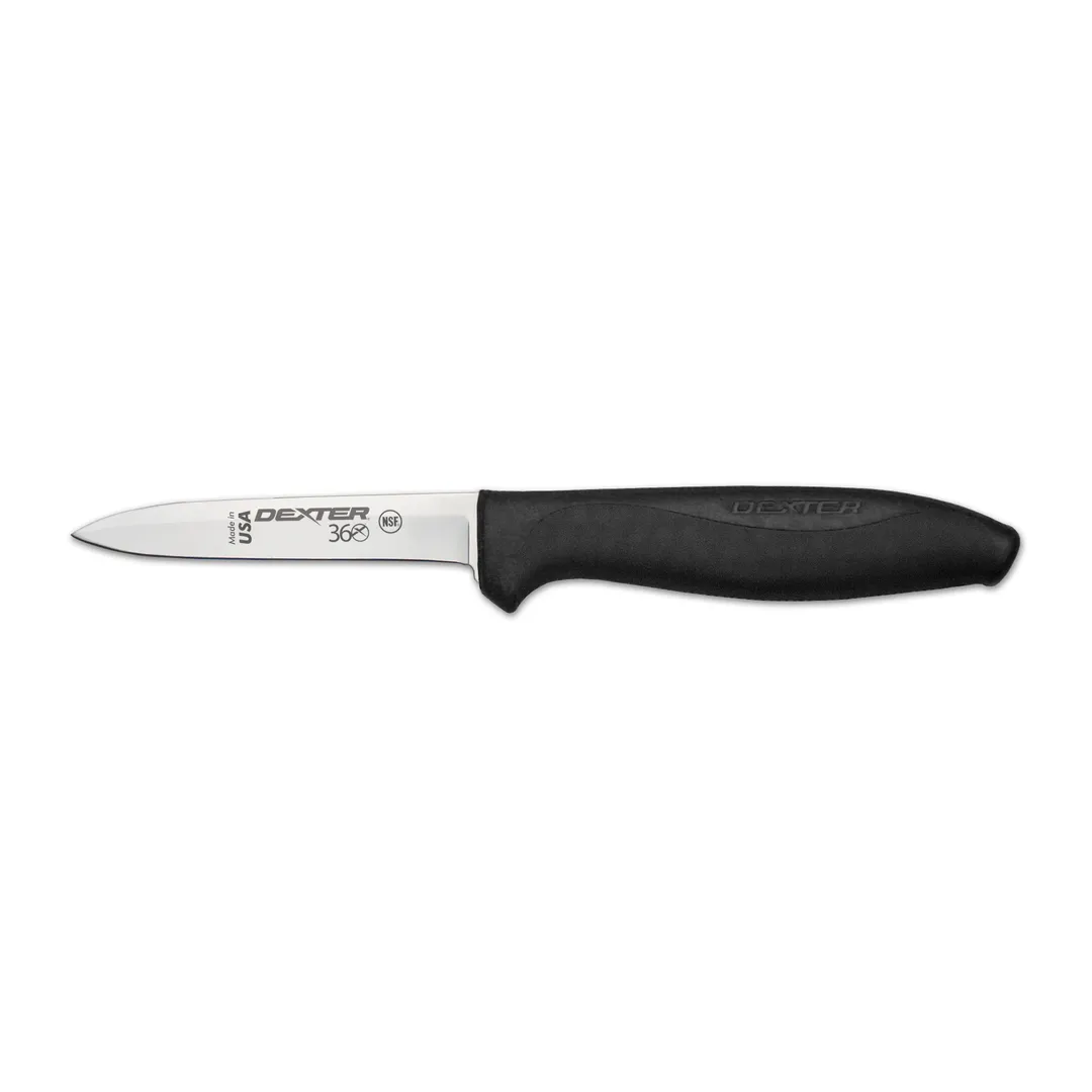 Dexter 36000 Paring Knife - 3½" Spear Point Stamped, DEXSTEEL Steel Blade, Black Polypropylene Handle