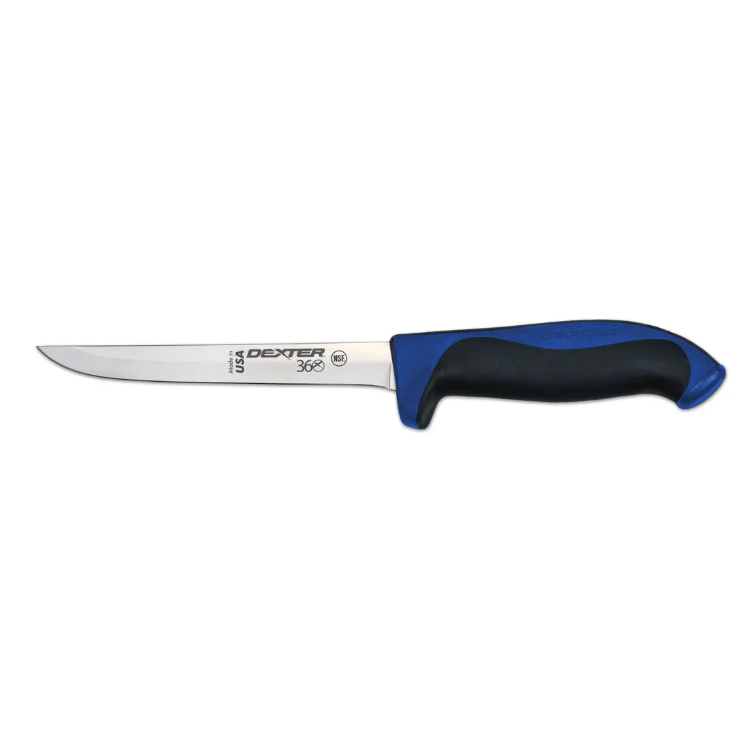 Dexter 36001C Boning Knife - 6" Stamped Blade, DEXSTEEL Steel, Blue Plastic Handle, NSF