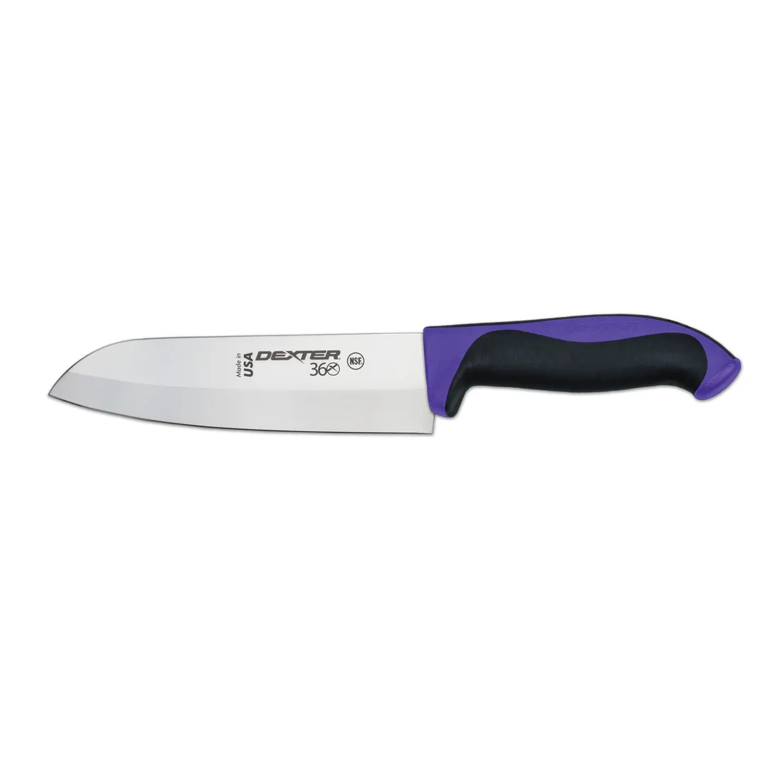 Dexter 36004P - 7" Stamped Santoku Knife, DEXSTEEL Blade, Purple Polypropylene Handle, NSF