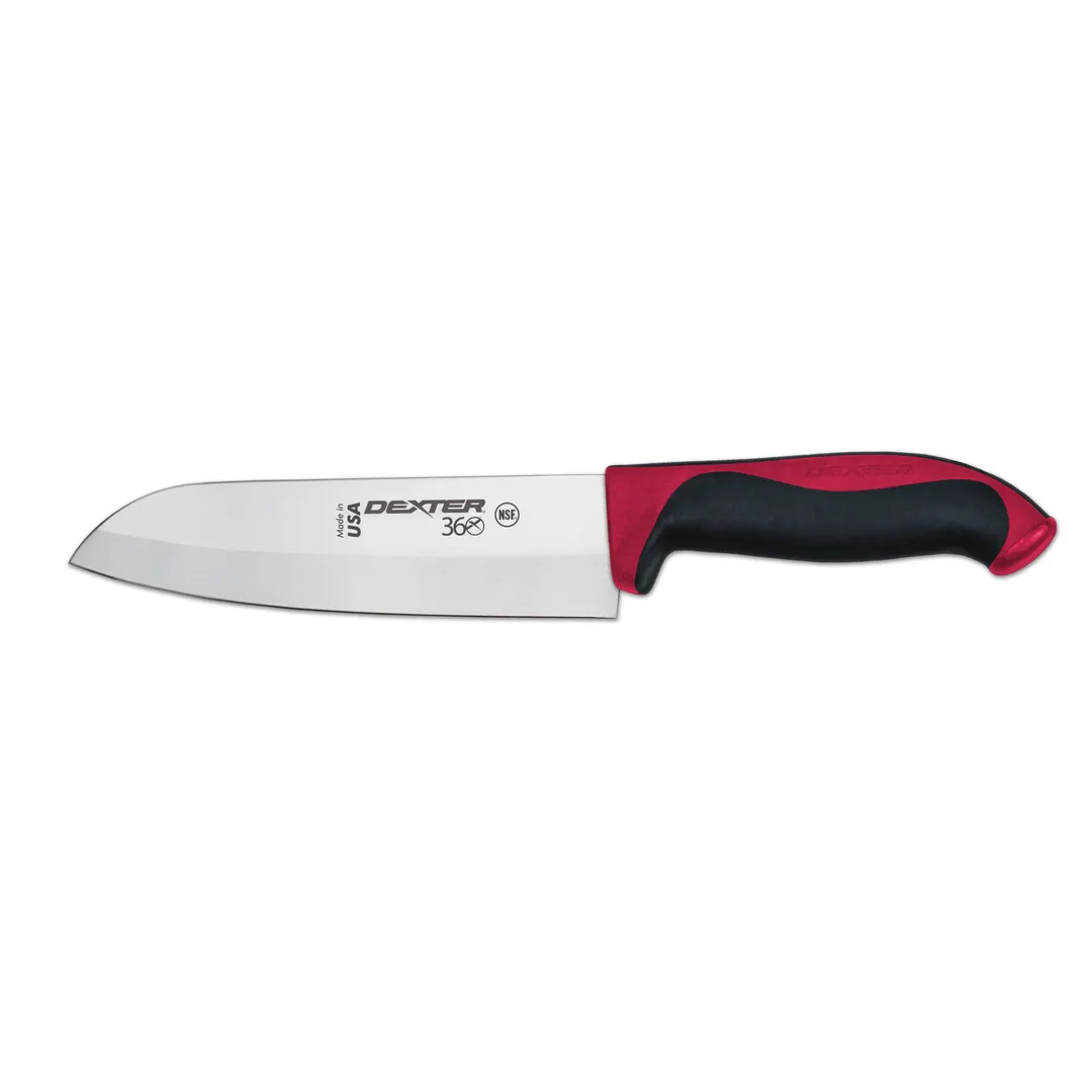 Dexter 36004R - 7" Stamped Santoku Knife, DEXSTEEL Carbon Steel Blade, Red Polypropylene Handle