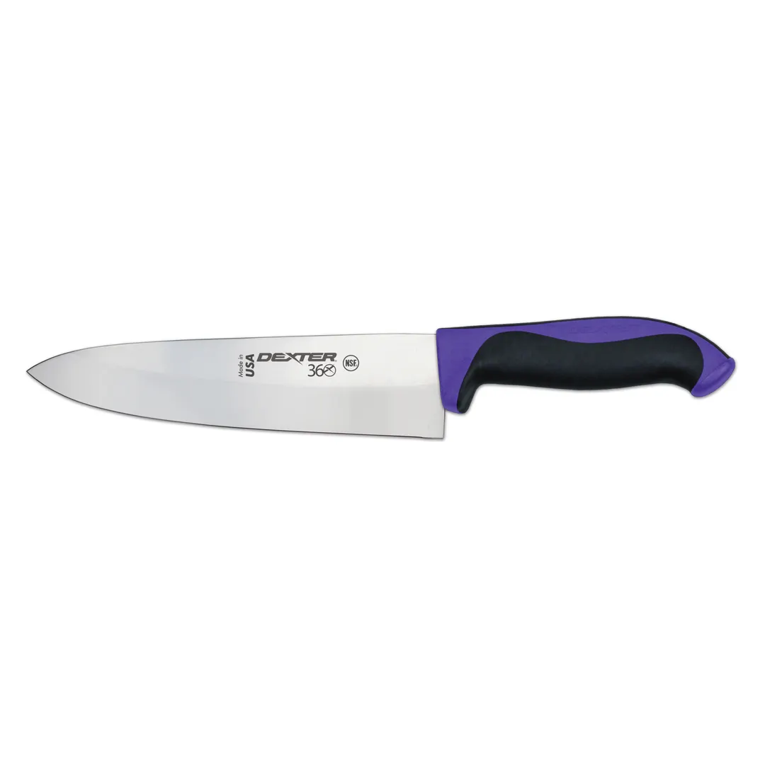 Dexter 36005P Chef Knife – 8" Stamped, DEXSTEEL Carbon Blade, Purple Plastic Handle, NSF