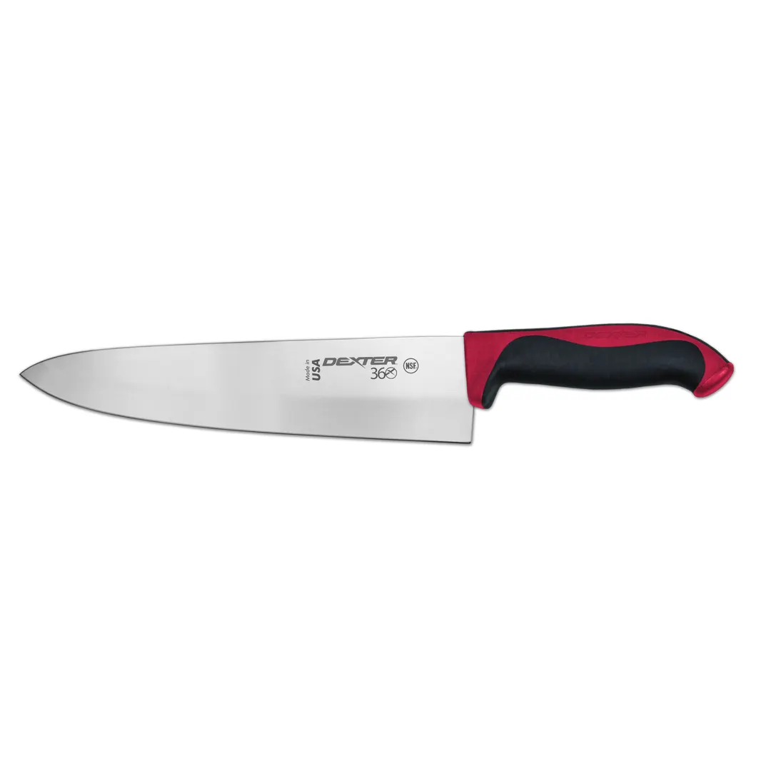 Dexter 36006R - 10" Stamped Chef Knife, Carbon DEXSTEEL Blade, Red Polypropylene Handle, NSF