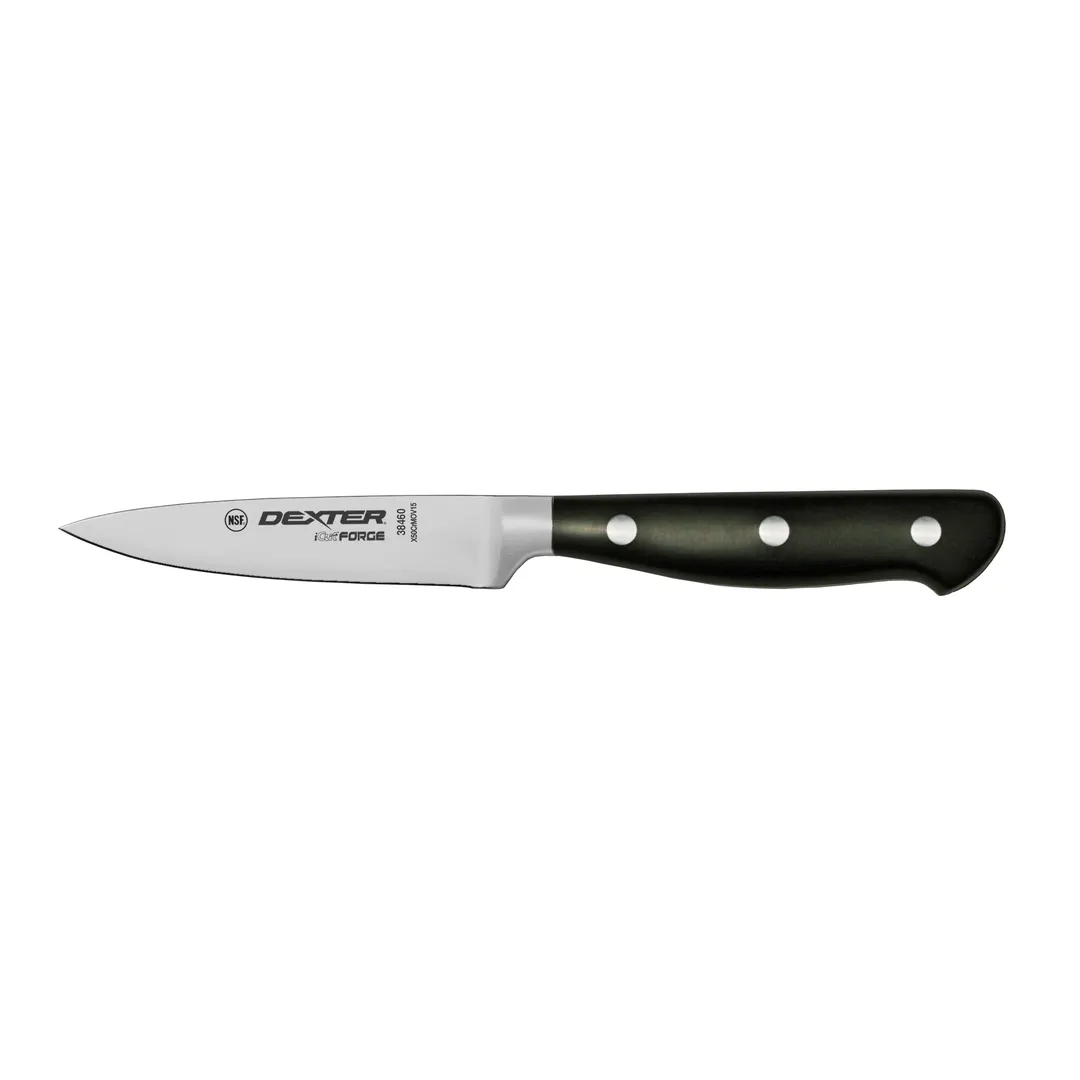 Dexter 38460 Paring Knife, 3.5" Forged X50CrMOV15 Steel Blade, Black POM Handle, NSF