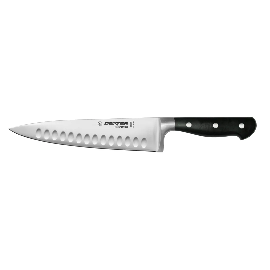 Dexter 38465 iCut Chef Knife, 8" Forged X50CrMOV15 Steel Blade, Black POM Handle, NSF