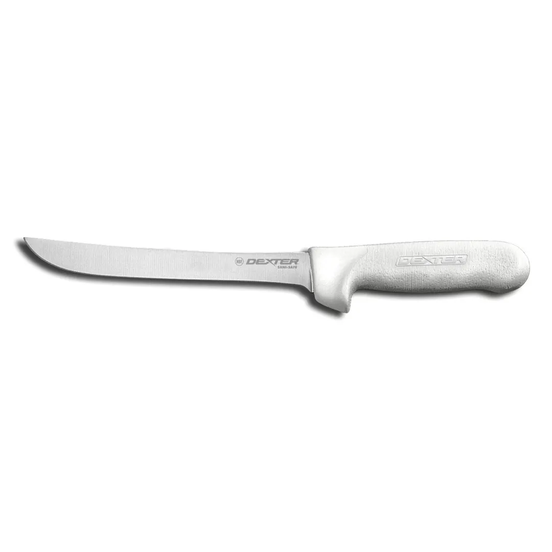 Dexter 4053 Sani‑Safe Boning Knife, 7½" Stiff Carbon Steel Blade, Non‑Slip White Handle