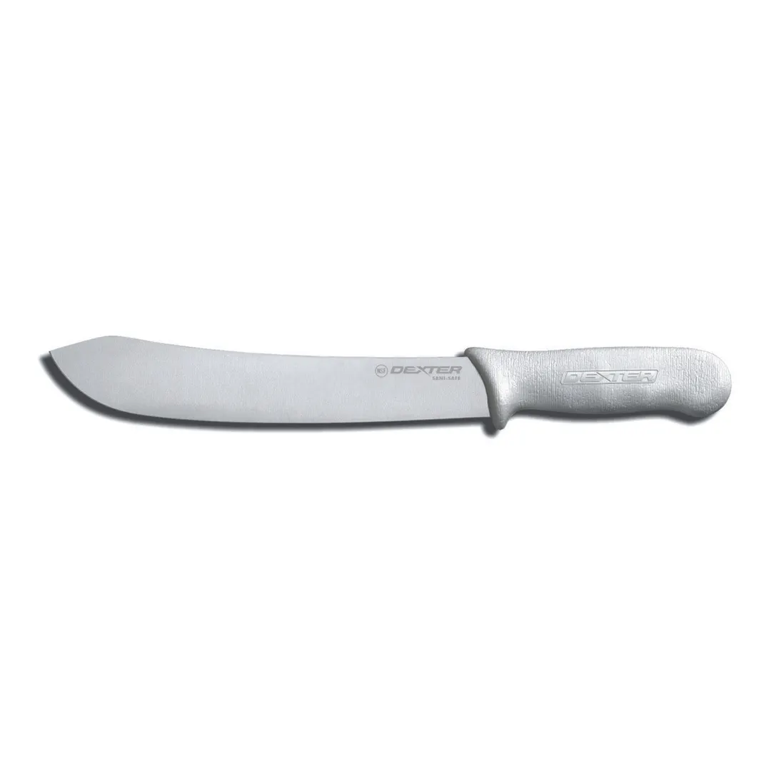 Dexter 4113 Sani‑Safe Butcher Knife, 12" Carbon Steel Blade, White Non‑Slip Handle – Made in USA