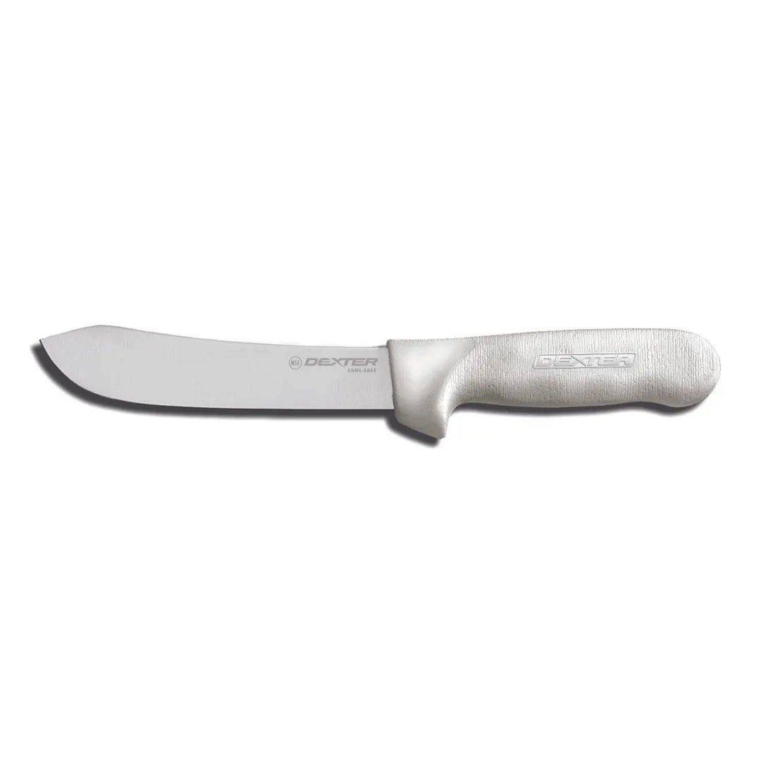 Dexter 4133 Sani‑Safe 8" Butcher Knife, High‑Carbon Steel Blade, White Non‑Slip Handle, Made In USA
