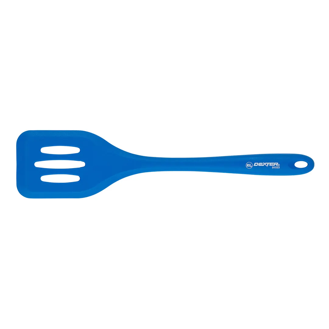 Dexter 91533 Slotted Turner, 11-1/2" Blue Silicone Handle, Resistant to 500°F, Dishwasher Safe, NSF