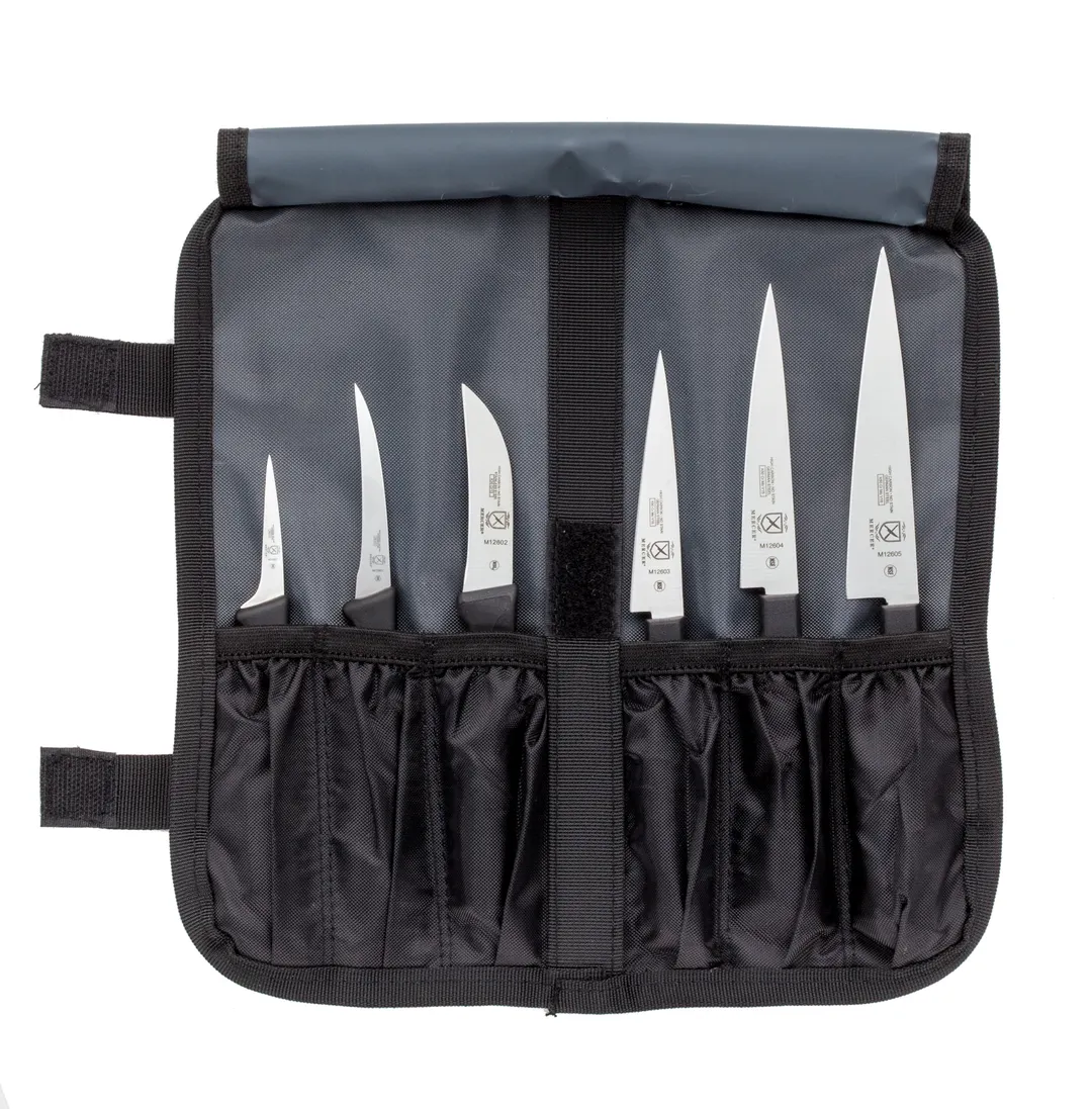 Mercer M12610 7-Piece Carving Set – 2" & 2½" Thai Fruit, 3½"/4"/5" Jpn, 2½" Peel, Roll, NSF