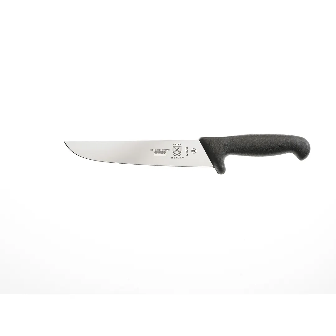 Mercer M13706 - 8¼" Butcher Knife Straight, German Steel Blade, Black Nylon Handle, NSF