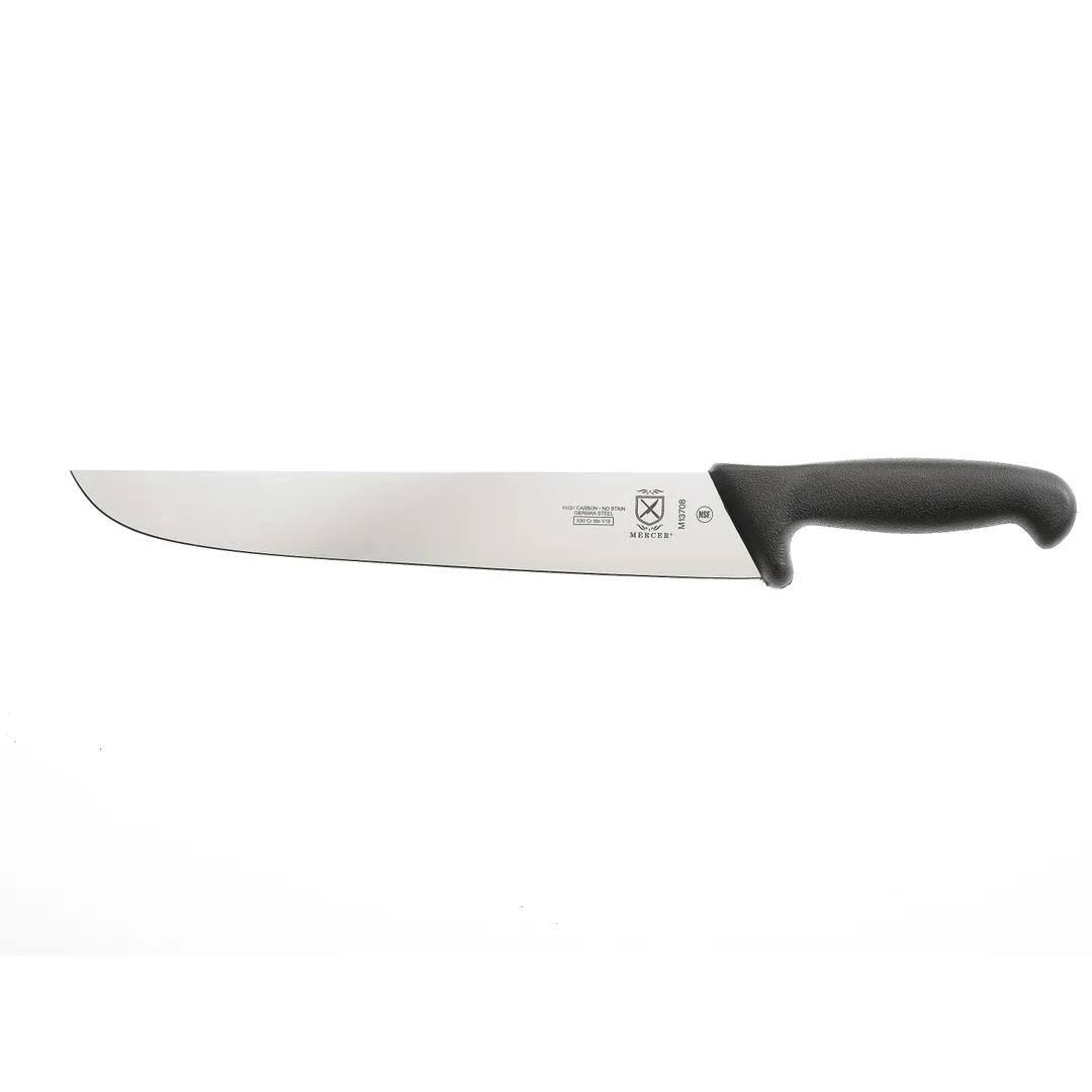 Mercer M13708 Butcher Knife, 11-4/5" Ice‑Hardened German Steel Blade, Stamped Black Nylon Handle