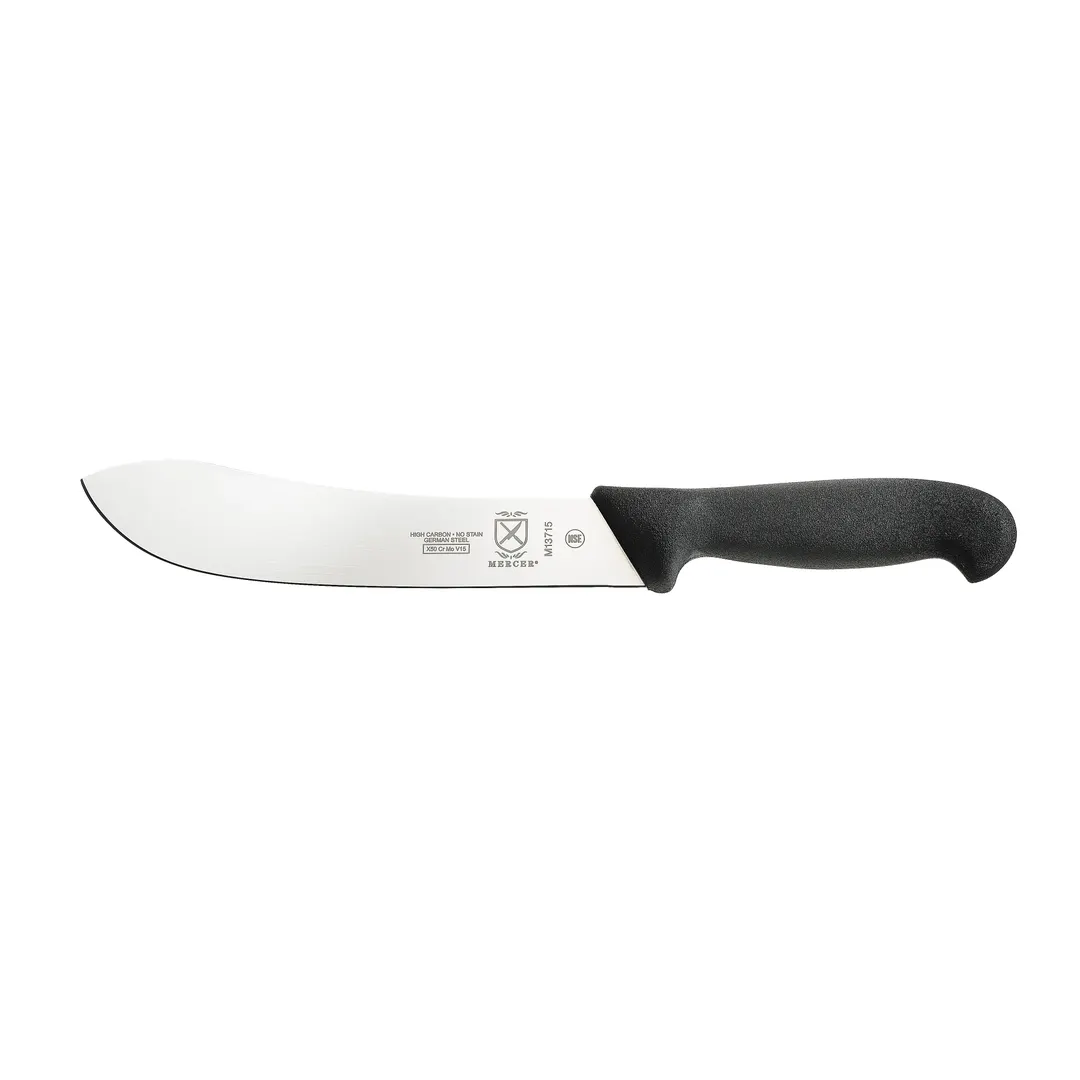 Mercer M13715 BPX 8"-9" German Steel Butcher Knife, Black Plastic Handle, NSF