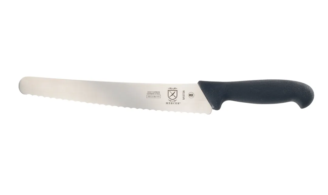 Mercer M13726 BPX Wide Slicer, 10" Wavy Ice‑Hardened German Steel Blade, Nylon Handle, NSF
