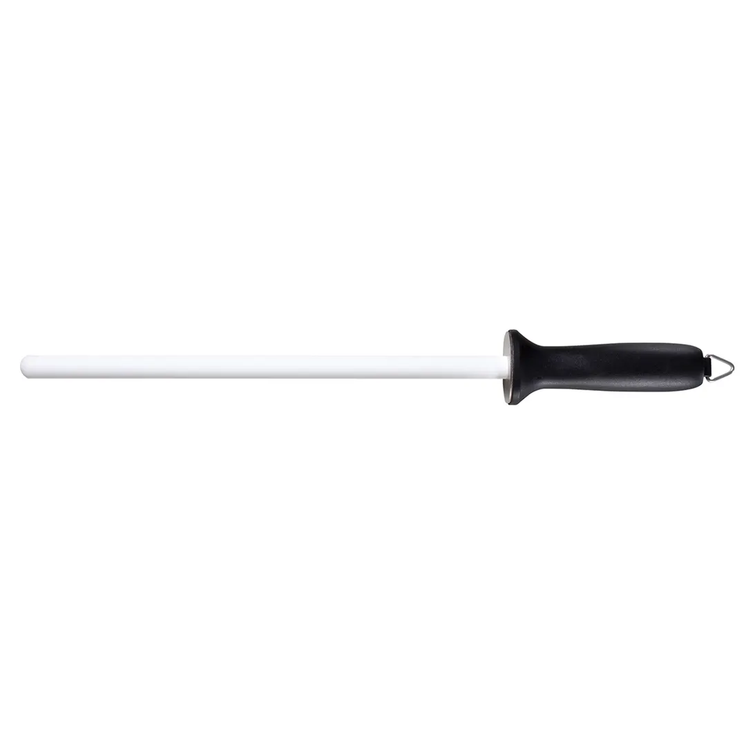 Mercer M14412 Ceramic Honing Steel Sharpener, 12" Blade, Black Nylon Handle With Hanging Ring