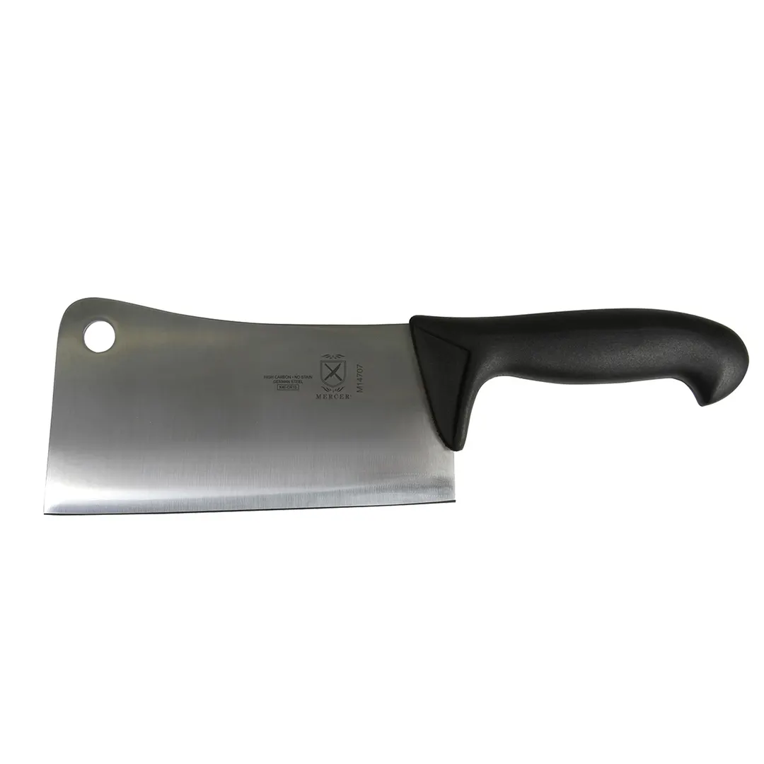 Mercer M14707 - 7" Cleaver, German High‑Carbon Steel, Stain‑Free, Black Polypropylene Handle
